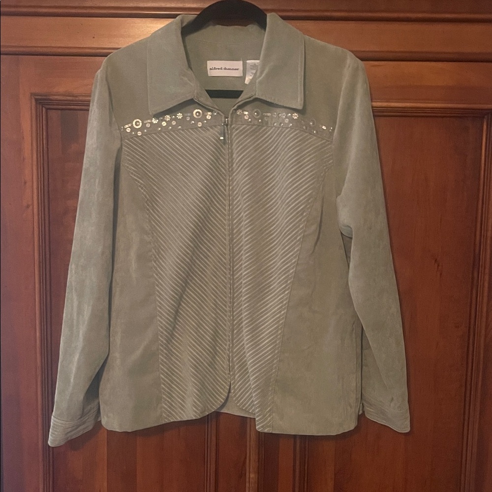 Alfred Dunner Olive corduroy Jacket with Stud accents.